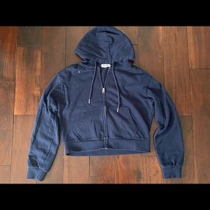 Navy Blue Garage Cropped Zip Up.